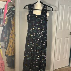 COLLECTIF FUN FLAMINGO AND PALM TREE DRESS